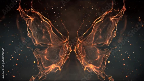 Fiery Butterfly Wings Abstract Motion Background.