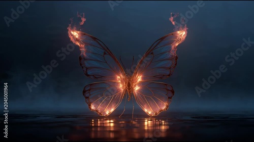 Glowing Butterfly Wings Abstract Background Motion Graphics.