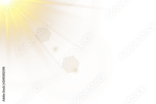Realistic golden lens flare effect PNG. Sunlight special flash with shining sun rays and abstract bokeh design element.