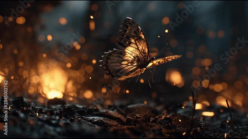 Magical Butterfly Emerges from Fiery Glow.
