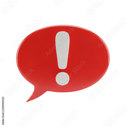 Red speech bubble warning icon with exclamation mark