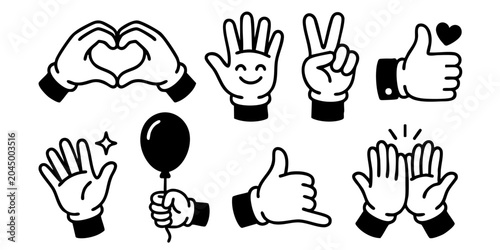 Canvastavla Various hands making gestures with heart shapes and thumbs up