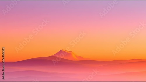 Majestic Mountain Peak Bathed in Vibrant Sunset Hues.