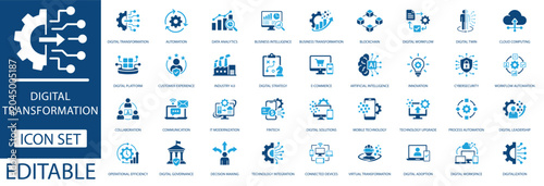 Bild auf Leinwand Digital transformation icon set