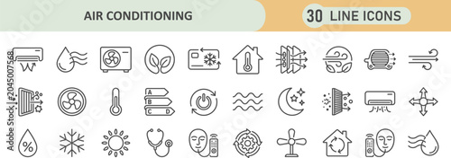 Fotografía Set of 30 air conditioning and climate control line icons with air quality clima