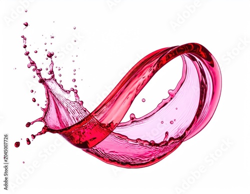 Vibrant red liquid in a dynamic splash forming a graceful, suspended loop