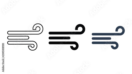 Photos Wind gust icons set in outline and solid vector styles