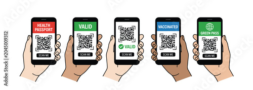 Картината върху платно Digital health passport vector illustration set