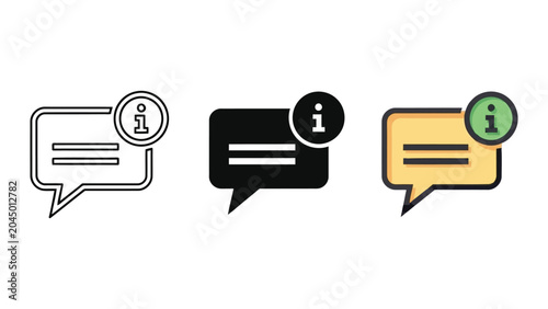Bild auf Leinwand Information speech bubble vector icons set in line art flat and solid styles
