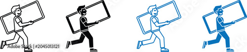 Foto People running with flat screen tvs