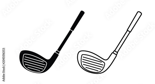Canvastavla Golf clubs black and white line art illustration
