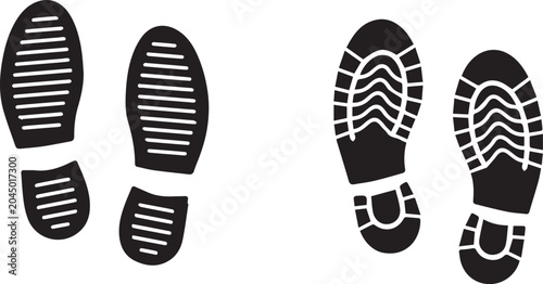 Footprint icons in different styles. Simple icon design, vector 