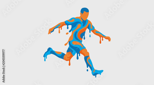 Photos Abstract illustration of a running athlete with vibrant dripping paint effect