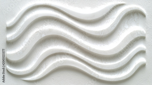 White wave pattern, abstract wall art, minimalist relief texture, soft handmade paper, modern interior decor, elegant flowing lines, serene and calming design