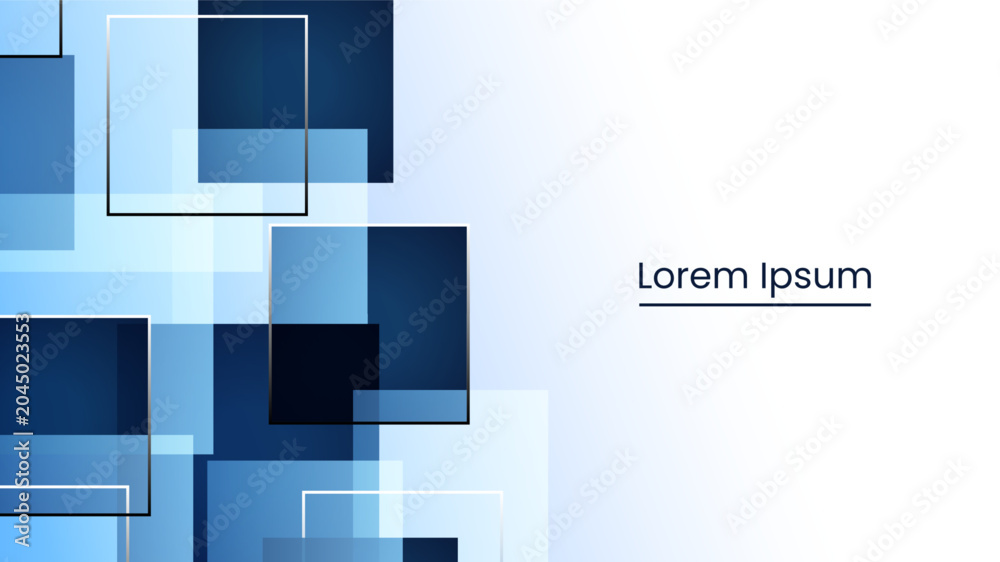 Fototapeta premium Abstract Blue Geometric Square Background Template with Transparent Layers and Copy Space