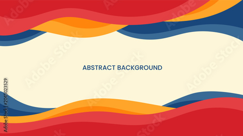 Abstract Wavy Colorful Background Template with Red Blue Orange Layers and Copy Space