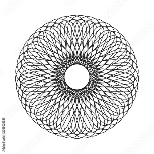 Spirograph circle pattern vector.Geometric spirograph pattern and circular ornament ornament for security document, certificate, or logo design.