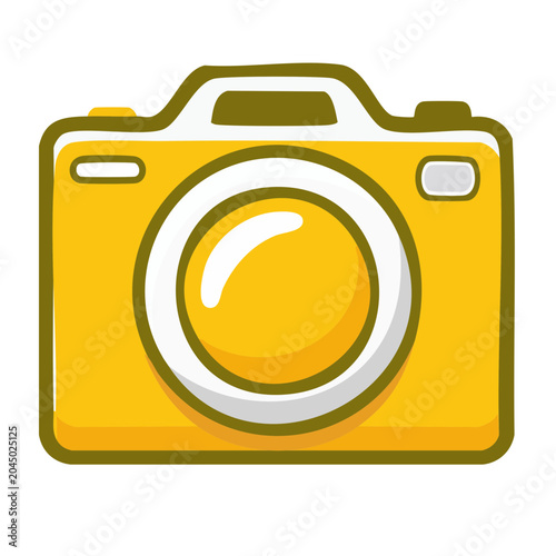 Yellow camera icon with flat design style