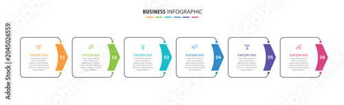 Business  infographic design template with icons and 6 options or steps. Can be used for process diagram, presentations, workflow layout, flow chart, info graph