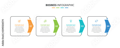 Business infographic design template with 4 options, steps or processes