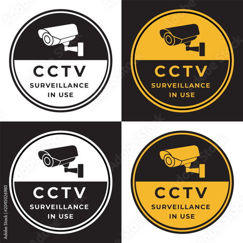 Foto CCTV Surveillance in Use Sign Set, Security Camera Warning Badges