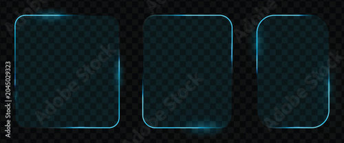 Fotografija Set of blue glass frames with glowing borders
