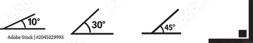Photos Angle icons set with degree measurements
