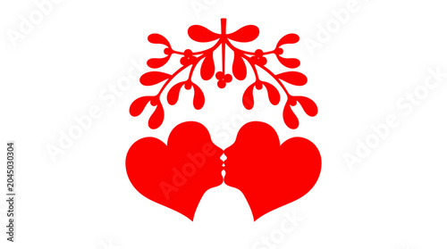 Two Red Hearts with Floral Design.