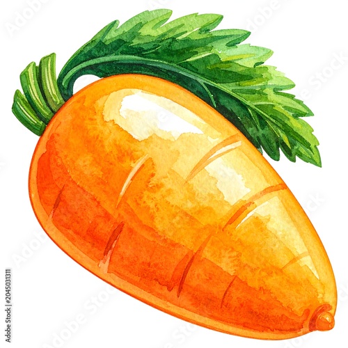 Vibrant Watercolor Carrot Illustration Isolated on Light Background