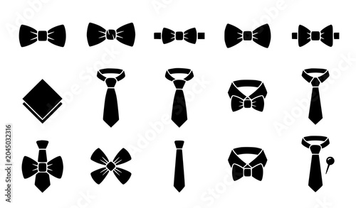 Obraz na plátne Formal fashion accessory vector icon set bow tie and business tie symbols