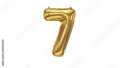 Golden number seven balloon celebration