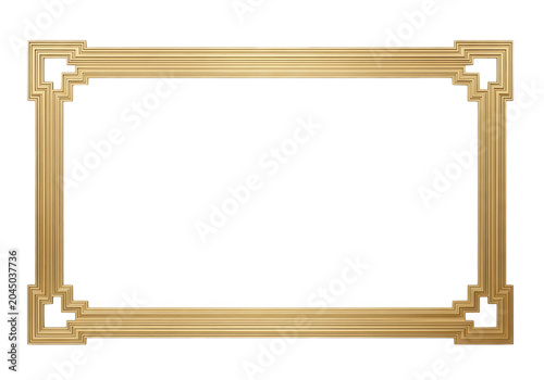 Gold ornate frame on white background isolated on transparent background