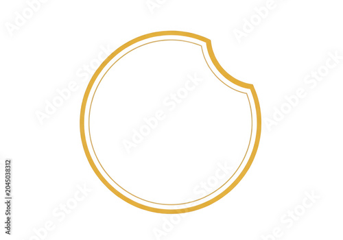 Golden circle with a bite taken out isolated isolated on transparent background