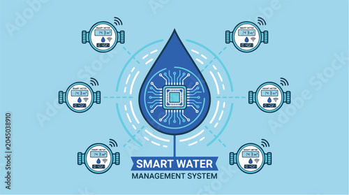 Quadro su tela Smart Water Management System Illustration