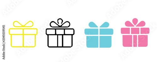 Quadro em tela Diverse collection of graphic gift box icons in multiple styles and vibrant colo