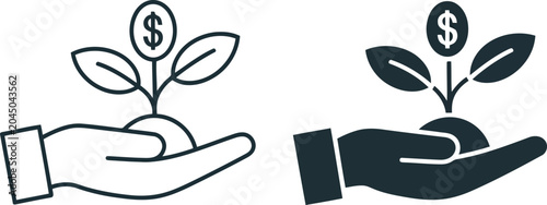 Photos Hand holding growing money vector illustration.