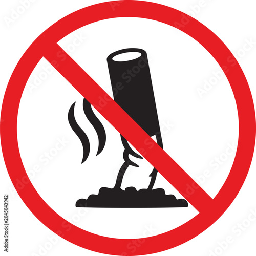 Tableau sur toile No smoking sign prohibition symbol for cigarette butt extinguished in sand repre
