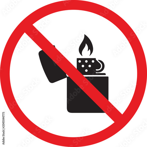 Canvastavla No smoking sign with a lighter icon prohibition symbol for fire safety and dange