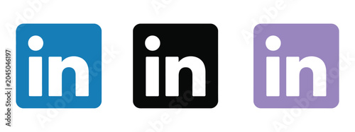 LinkedIn logo variations, blue, white, and black social media brand symbols isolated for editorial use, business networking concepts, digital communication, and professional platform identification