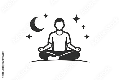 Person practicing meditation and mindfulness at night with mental health lotus position self care stress relief spiritual practice meditation mindfulness wellness relaxation spirituality