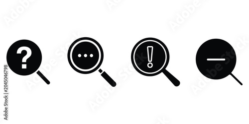 Tableau sur toile Four black magnifying glass question mark
