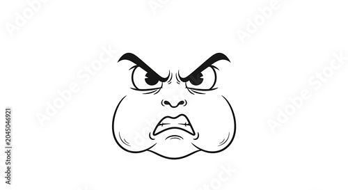 Schilderij op canvas Angry face expression with puffed cheeks and furrowed brows in cartoon style exp