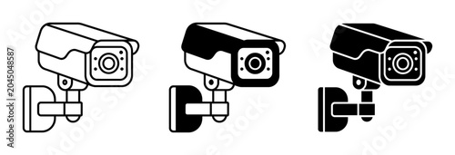 Foto Security Camera Icons, Surveillance System Vector Graphics, CCTV Monitoring Equi