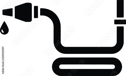 Silhouette vector illustration of a garden hose and nozzle design