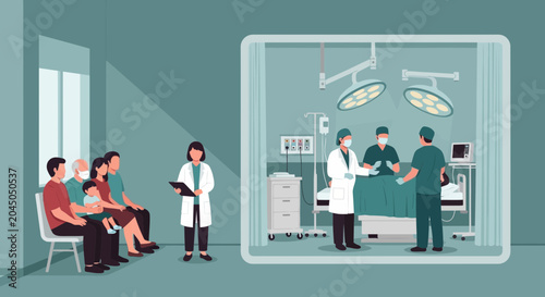 Medical Care Scene: Waiting Room and Operating Theatre