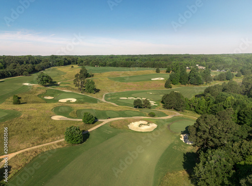 Aerial view of the Lonnie Poole golf course on NC State University Centennial campus