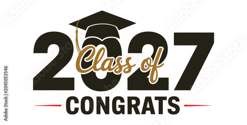 Tablou pe pânză Class of 2027 graduation design, congratulatory typography featuring graduation