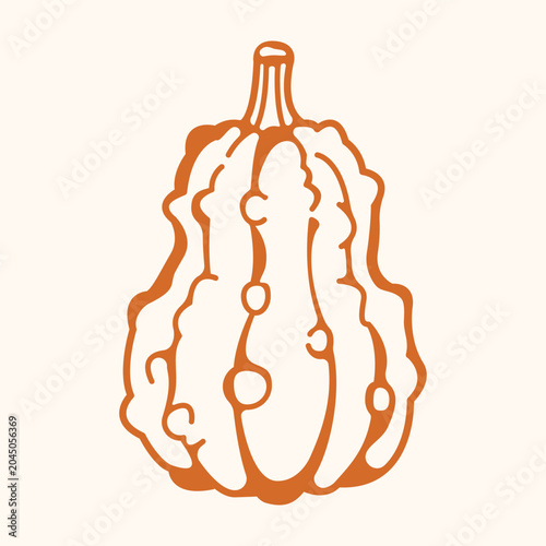 Quadro su tela Decorative warty gourd pumpkin illustration with textured harvest shape in botan