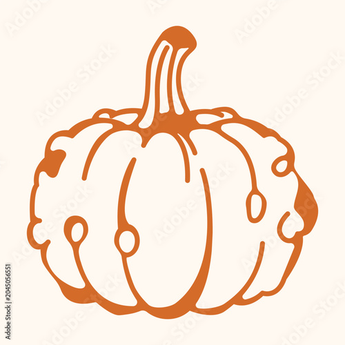 Tablou pe pânză An illustration of a decorative round warty pumpkin in a botanical outline style