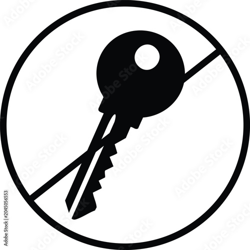 фотографія Black key with toothed edge, minimalist flat